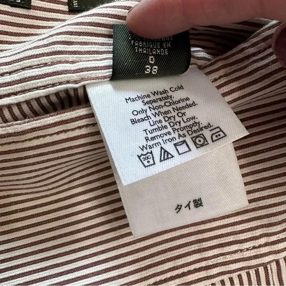Eddie Bauer stretch tan + white pinstriped skirt & blazer suit Preppy Womens 8 - Picture 8 of 9